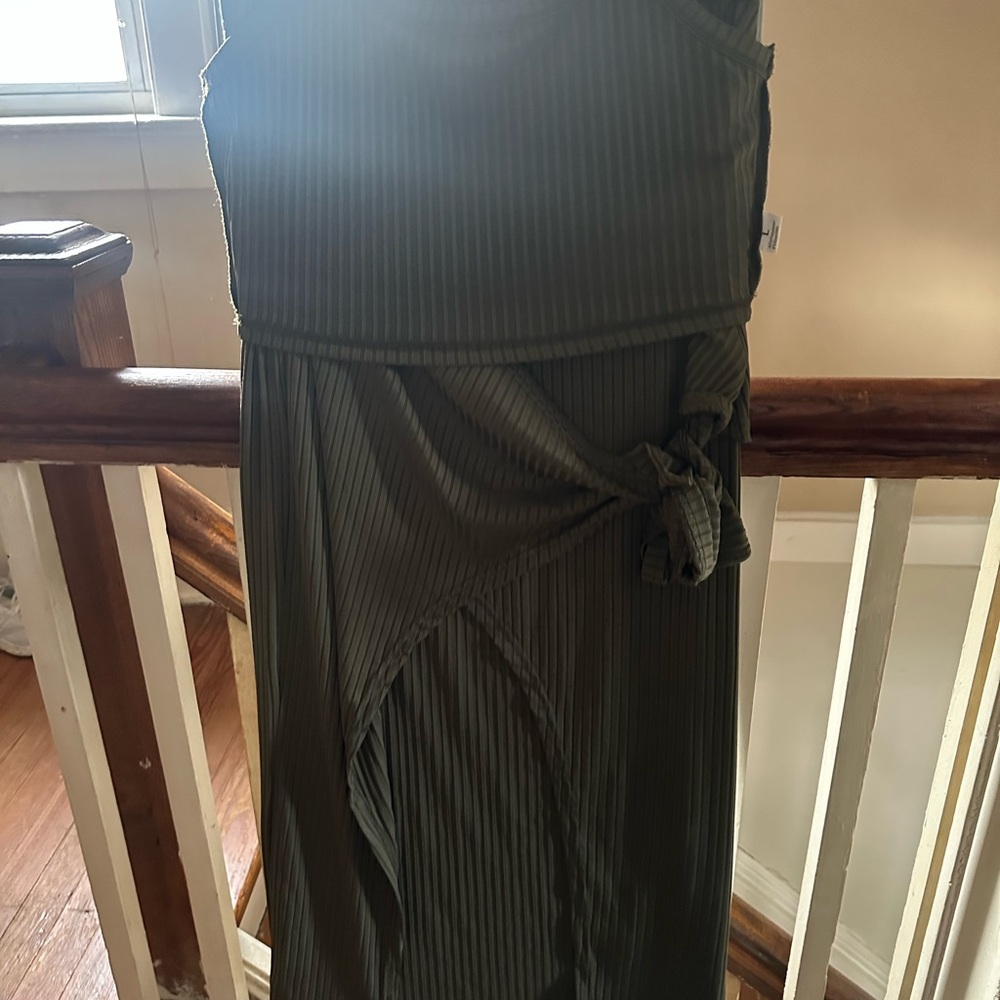 Green Ribbed Two Piece